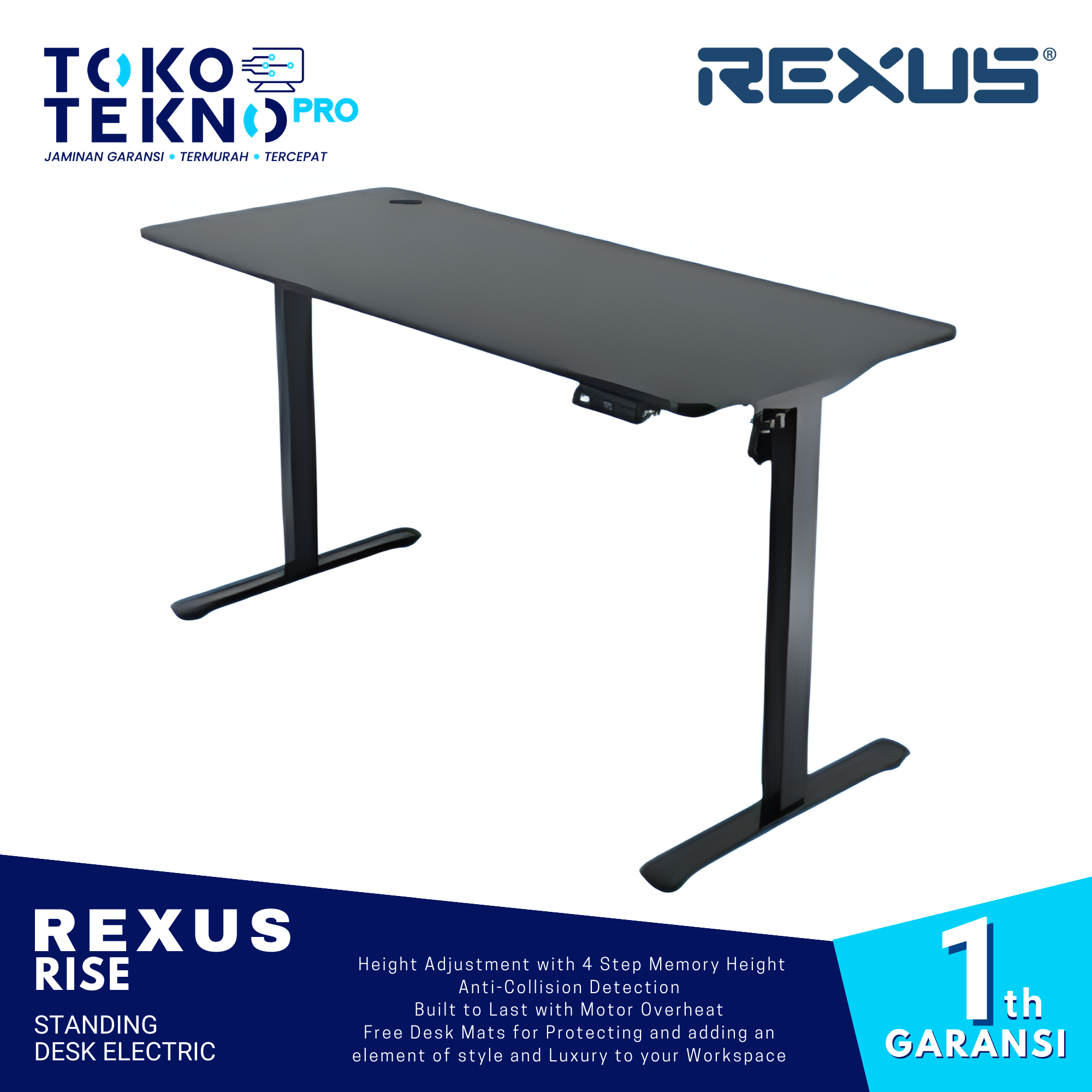 Rexus Rise Standing Desk Electric Meja Naik Turun