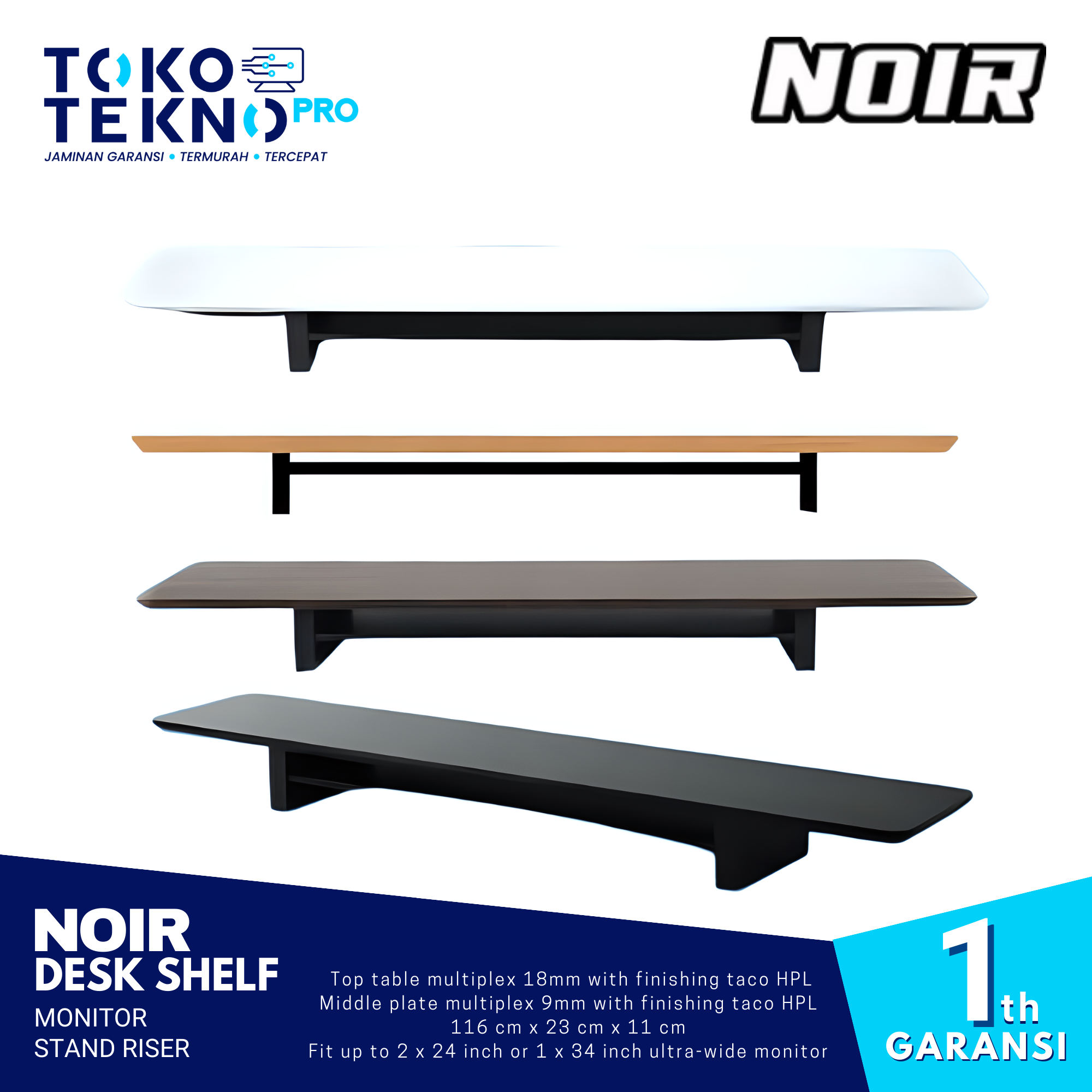 Noir Desk Shelf Monitor Stand Riser