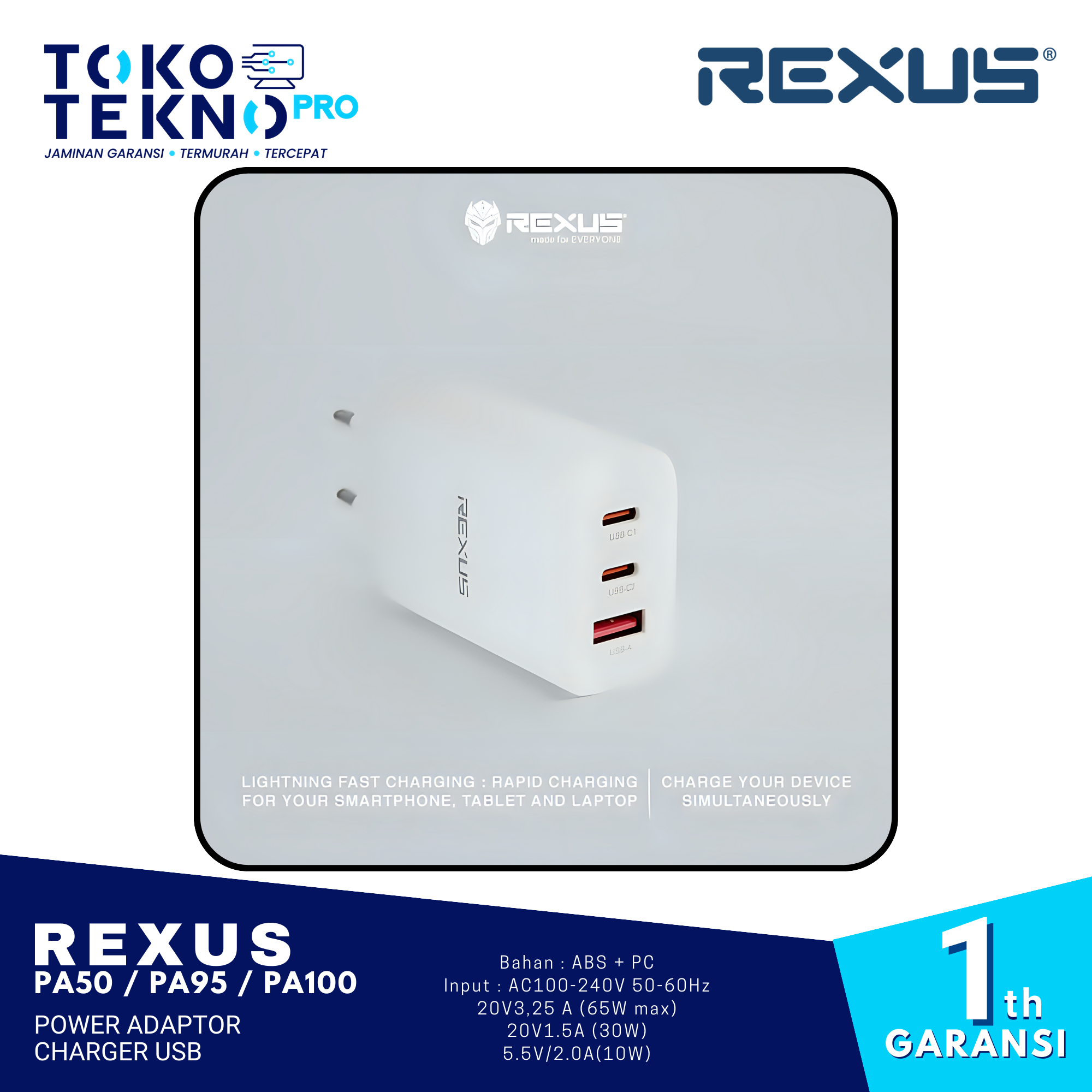 Rexus PA50 / PA95 / PA100 Power Adaptor Charger USB