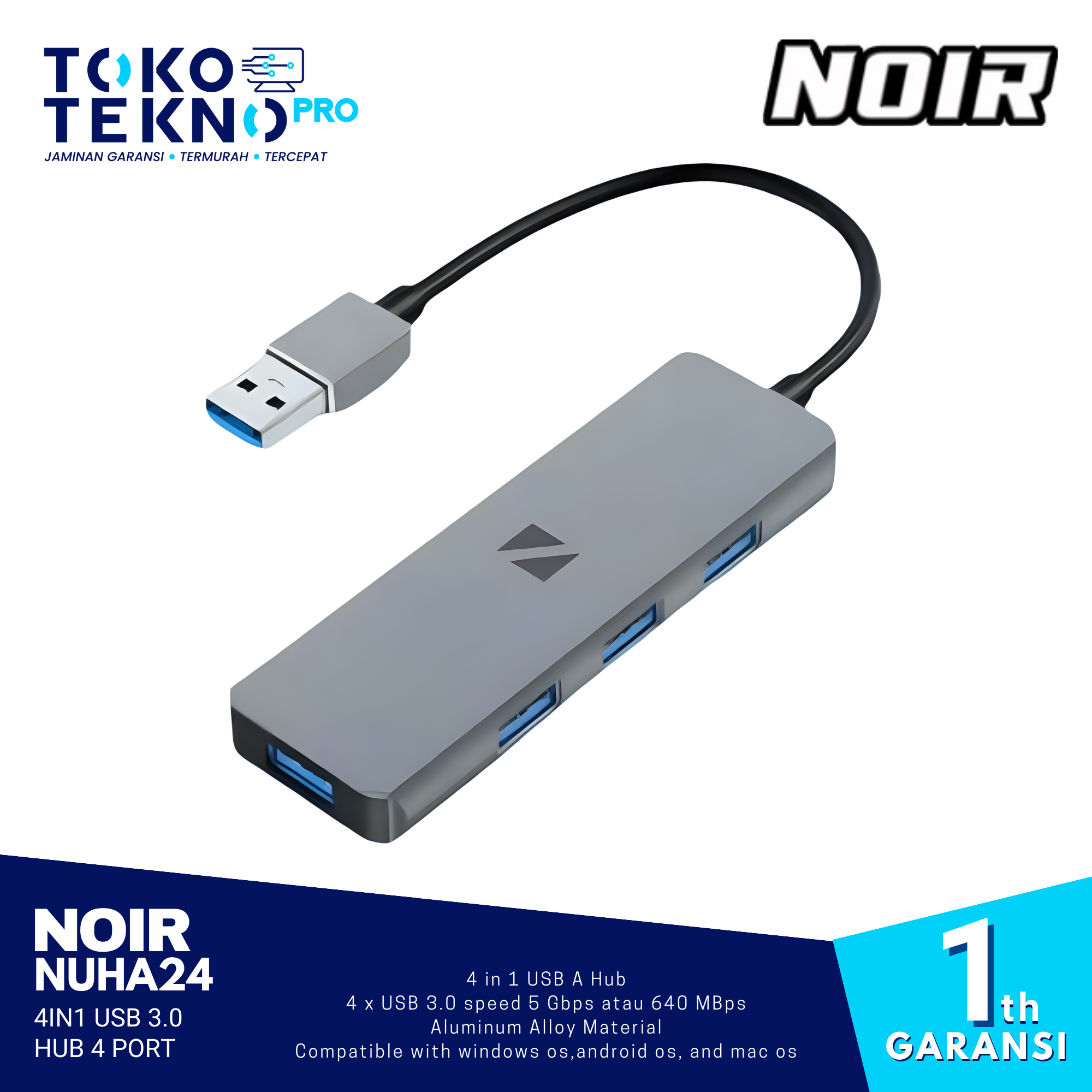 Noir NUHA24 4in1 USB 3.0 Hub 4 Port
