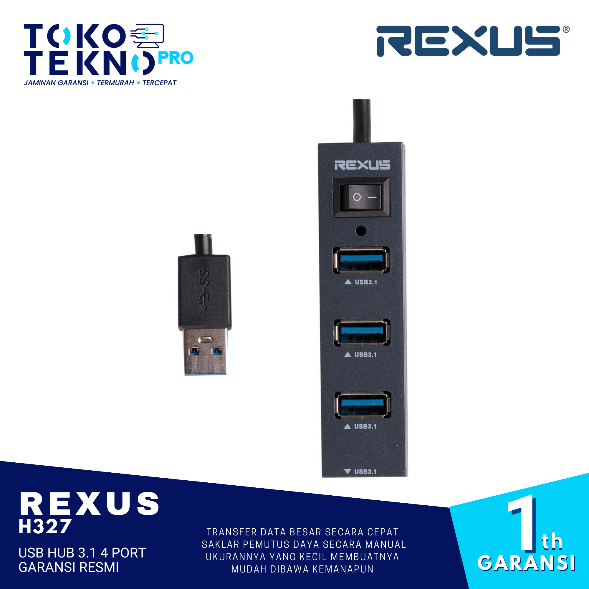 Rexus H327 USB Hub 3.1 4 Port