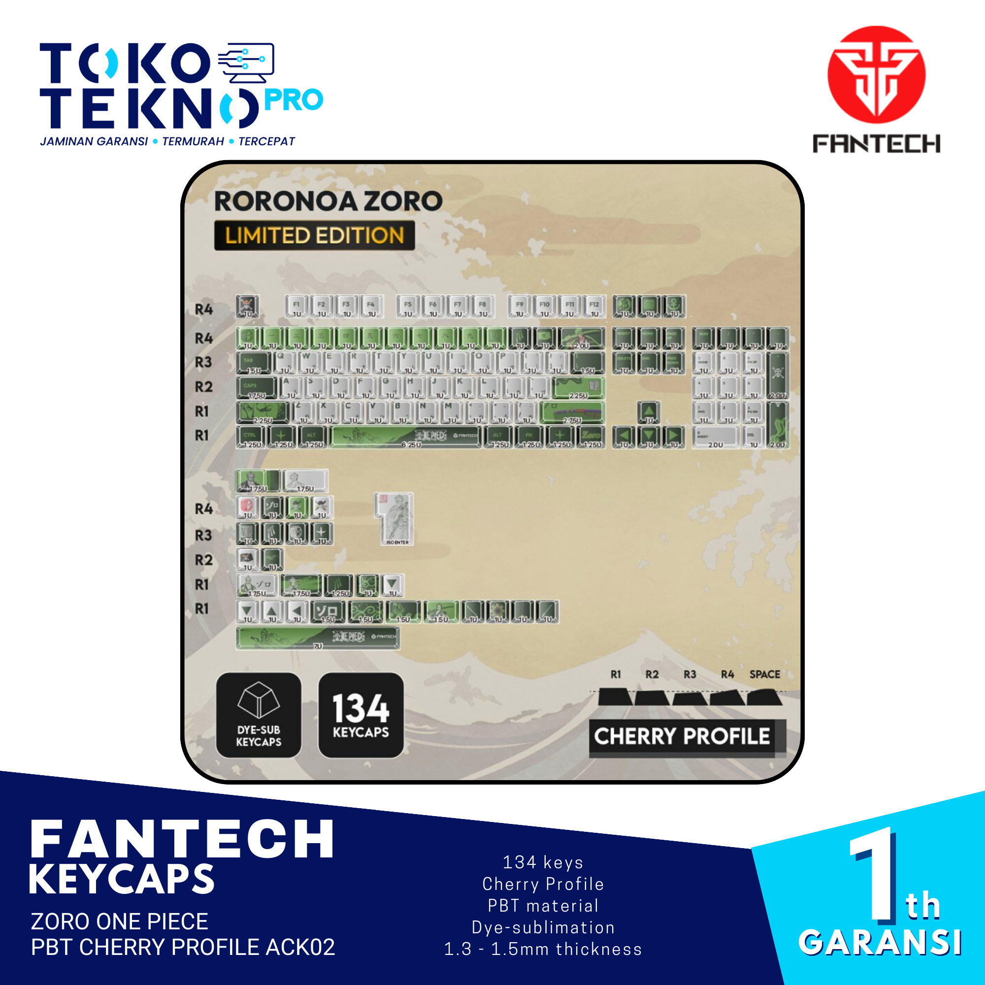 Fantech Keycaps Zoro One Piece PBT Cherry Profile ACK02