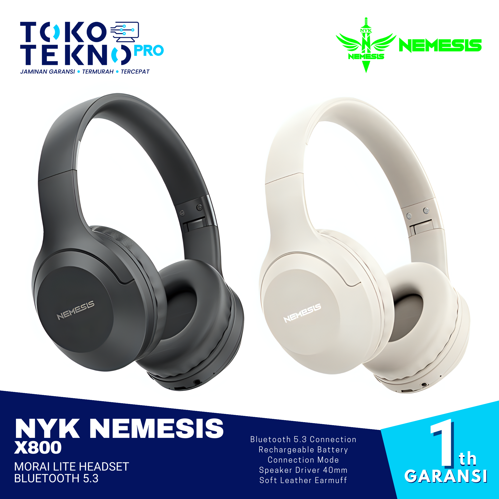 NYK Nemesis X800 Morai Lite Headset Bluetooth 5.3