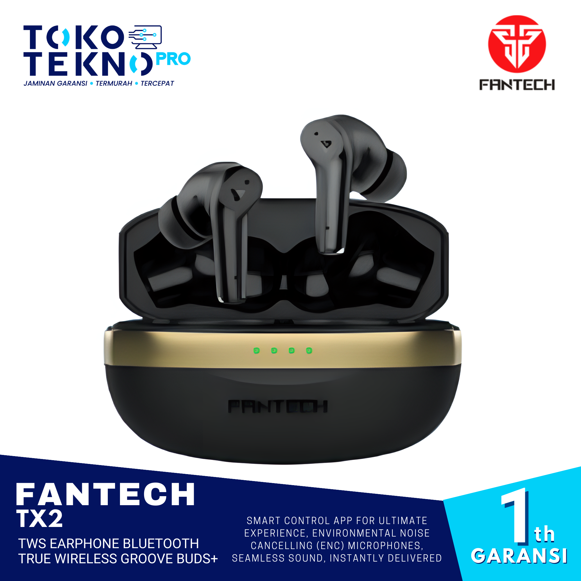 Fantech TX2 TWS Earphone Bluetooth True Wireless Groove Buds+