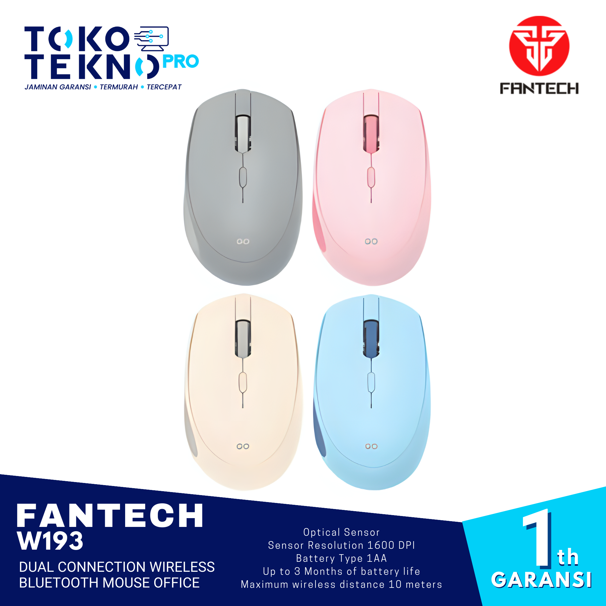 Fantech W193 Dual Connection Wireless Bluetooth Mouse Office