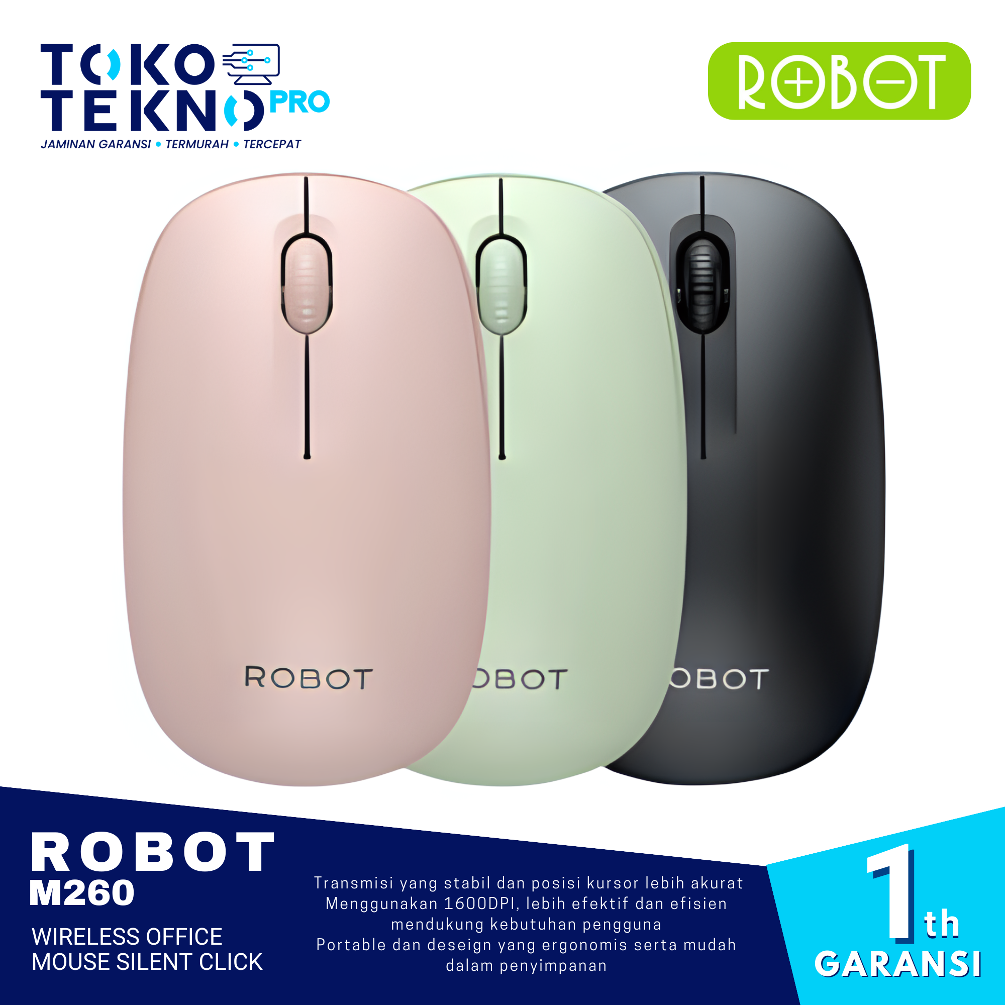 Robot M260 / M-260 Wireless Office Mouse Silent Click