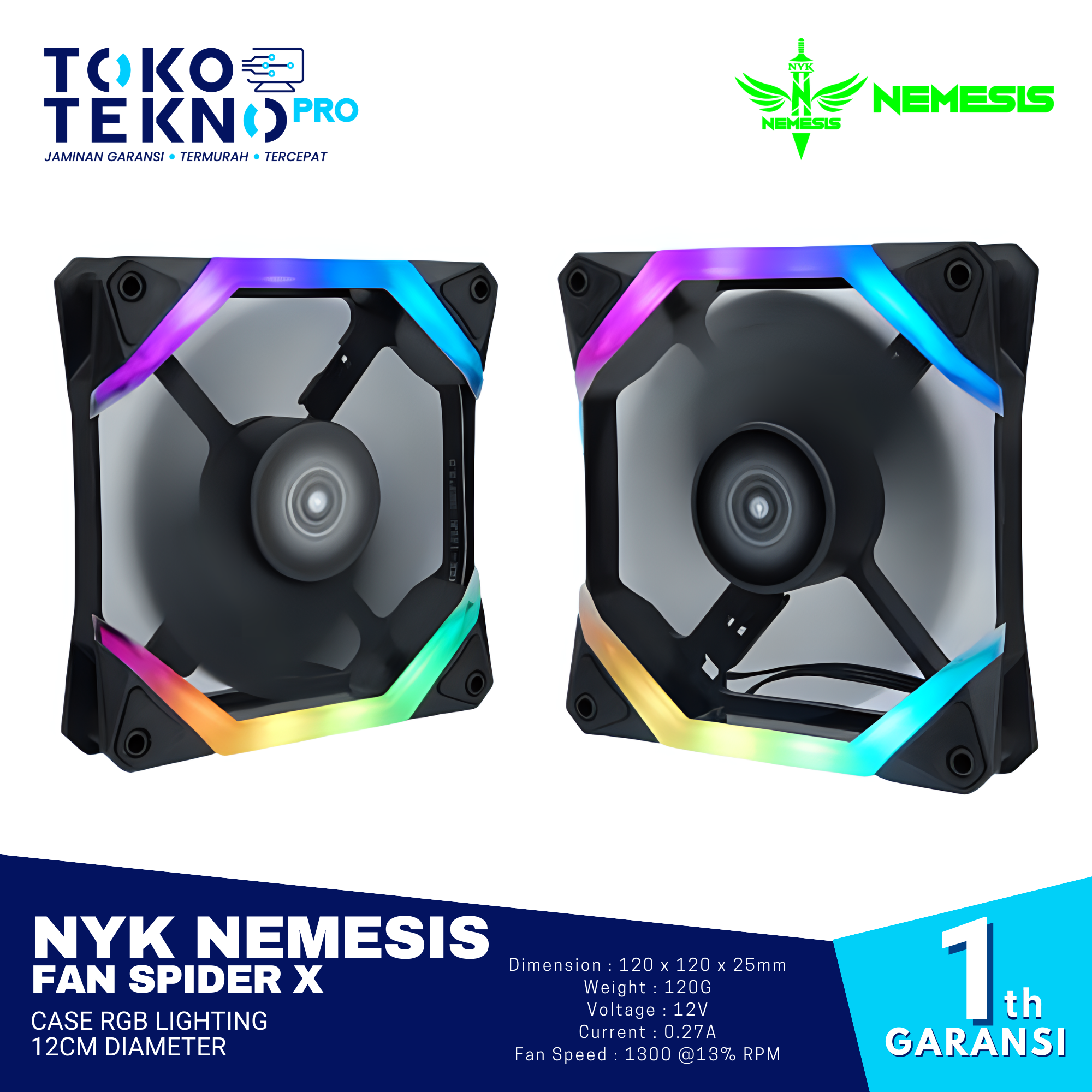 NYK Nemesis Fan Spider X Case RGB Lighting 12cm Diameter