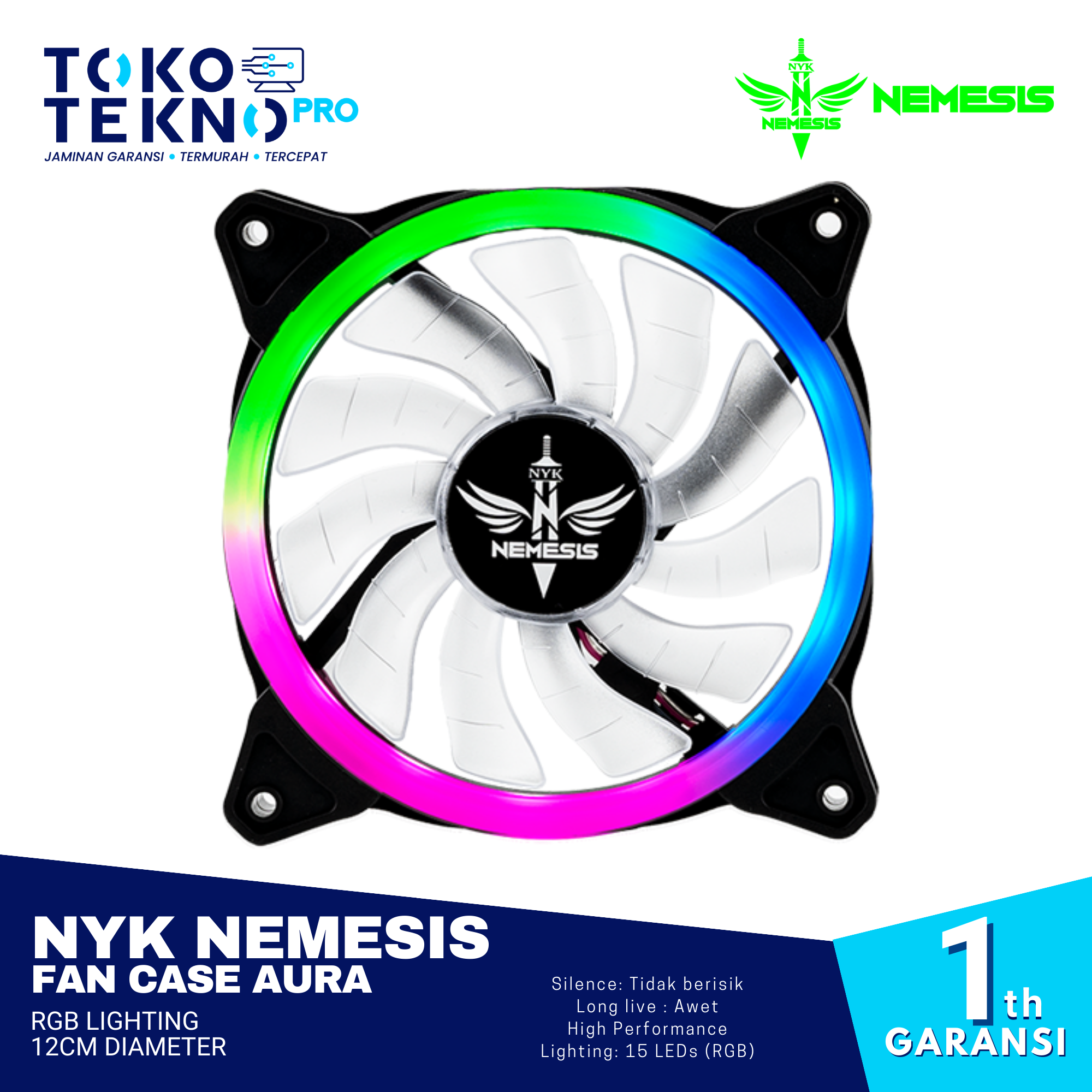 NYK Nemesis Fan Case Aura RGB Lighting 12cm Diameter - TOKOTEKNO