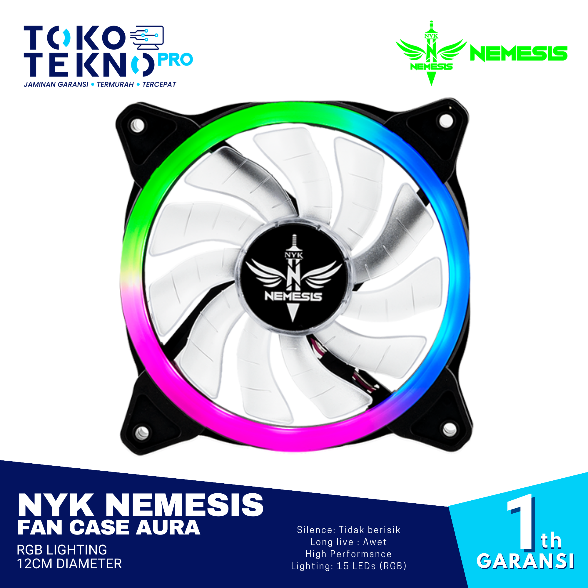 NYK Nemesis Fan Case Aura RGB Lighting 12cm Diameter