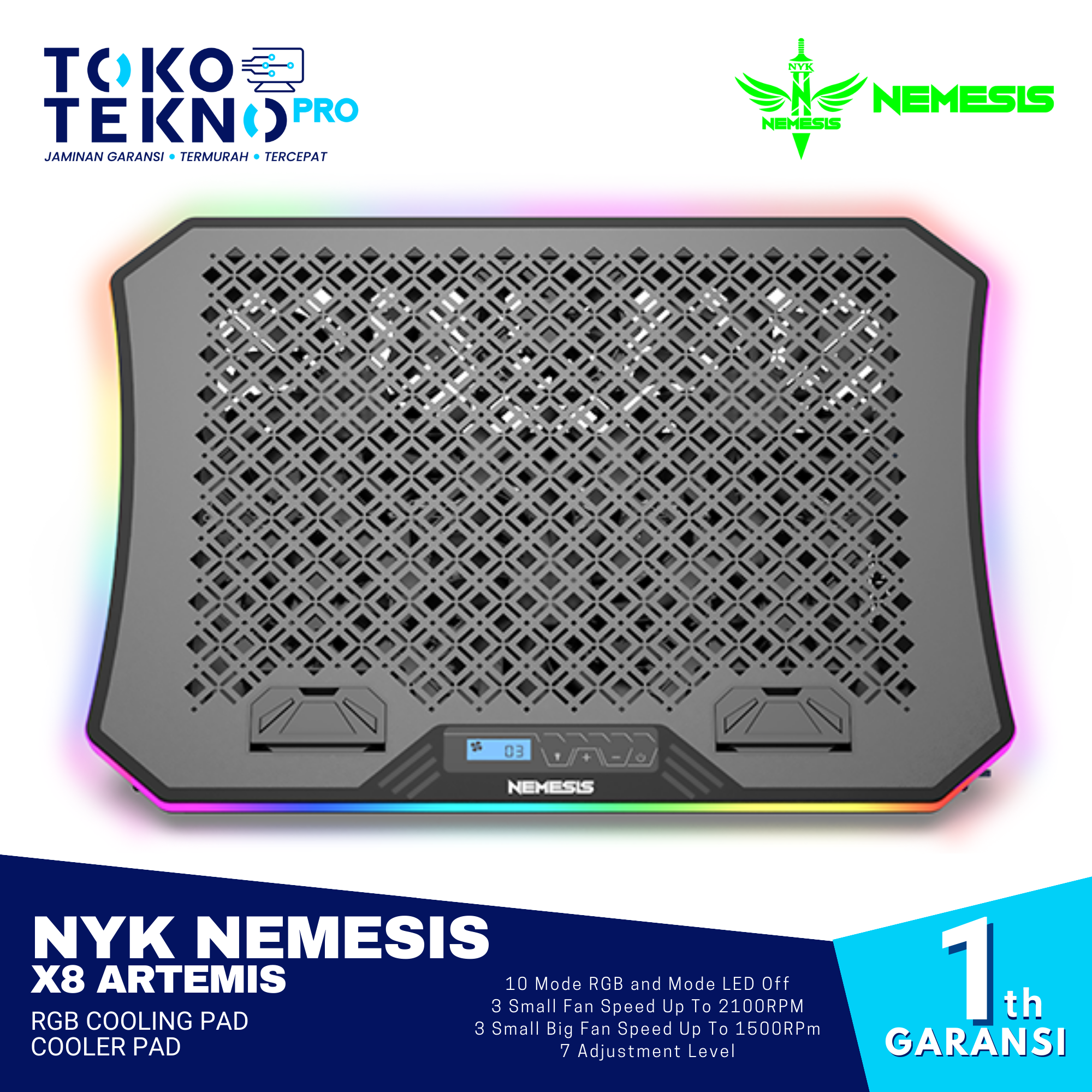 NYK Nemesis X8 Artemis RGB Cooling Pad Cooler Pad