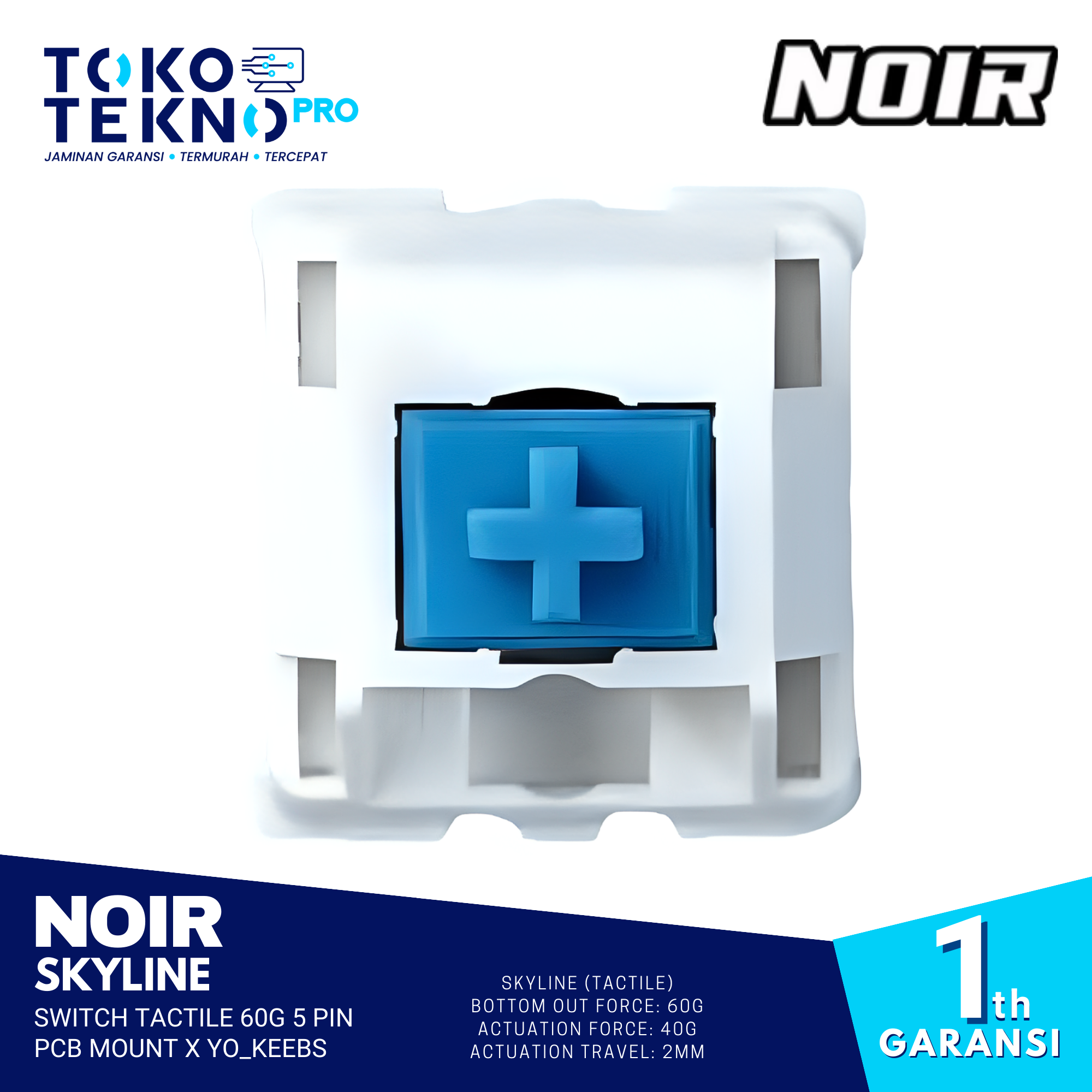 Noir Skyline Switch Tactile 60g 5 Pin PCB Mount x Yo_keebs