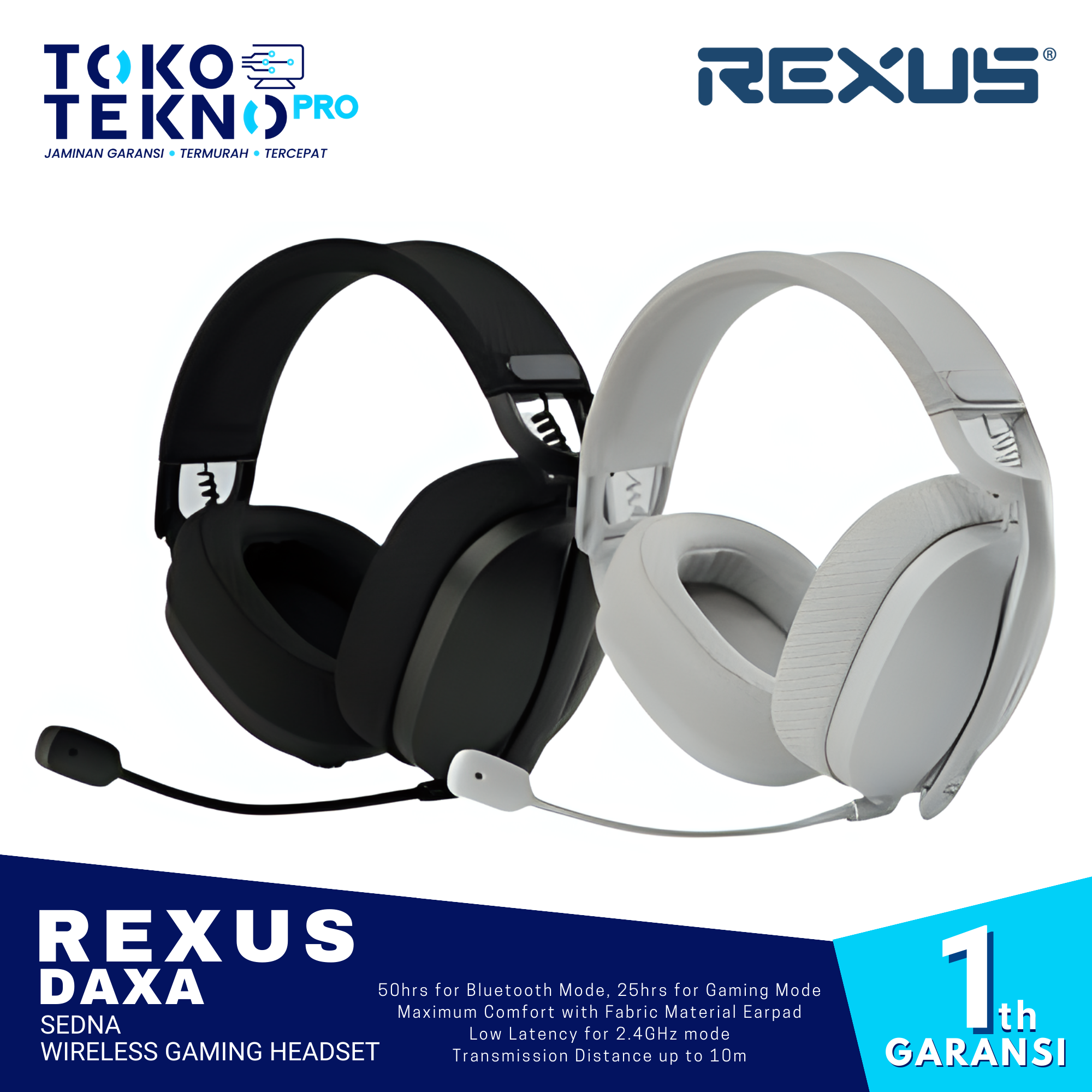 Rexus Daxa Sedna Wireless Gaming Headset 3in1 Connection