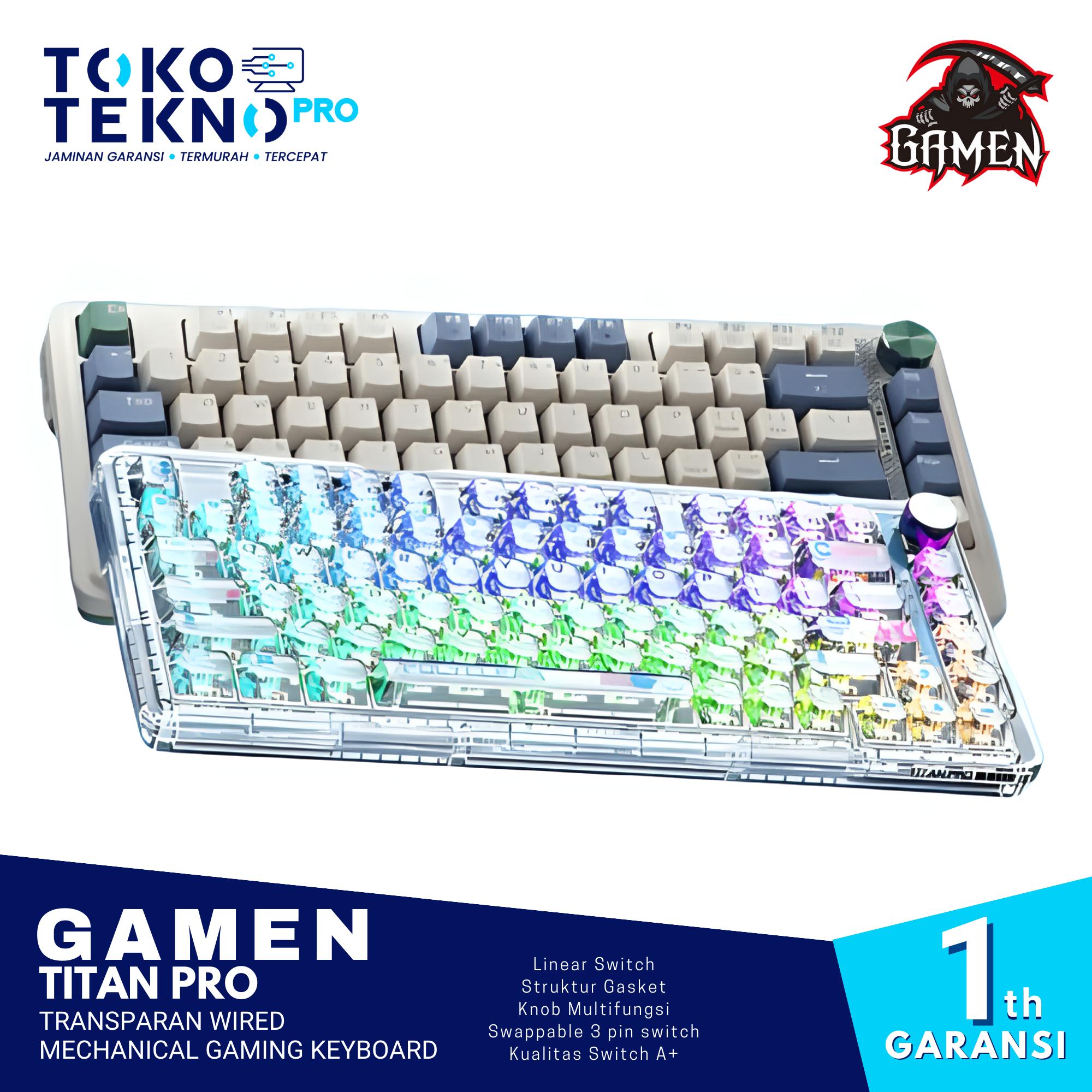 Gamen Titan Pro Transparan Wired Mechanical Gaming Keyboard