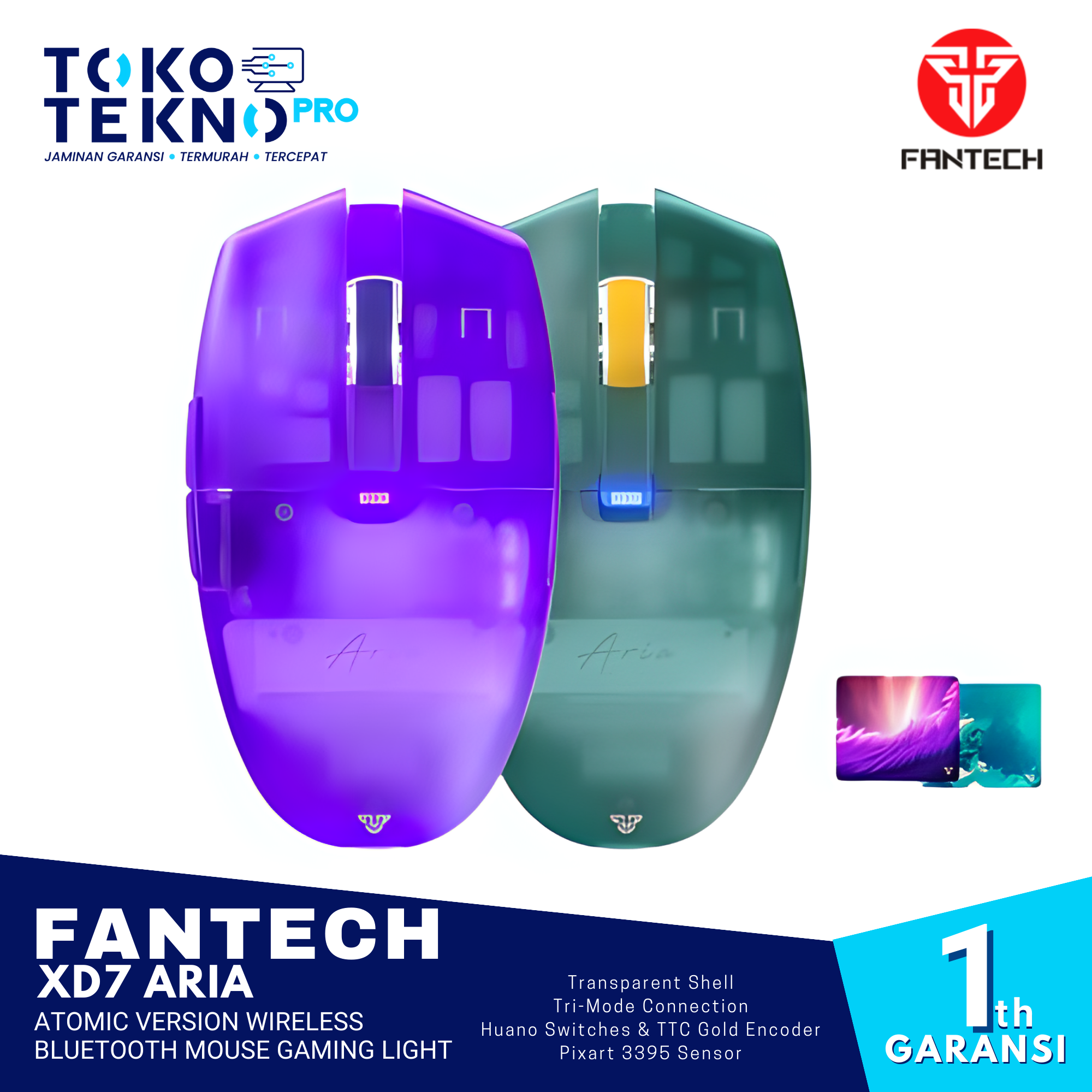 Fantech XD7 Aria Atomic Version Wireless Bluetooth Mouse Gaming Light