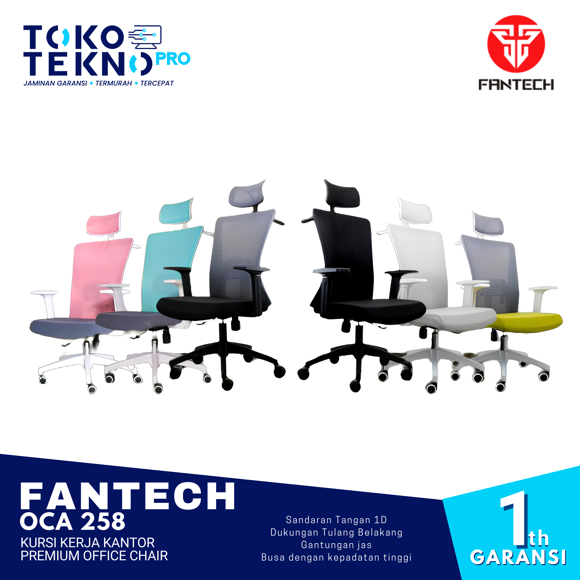Fantech OCA258 / OC-A258 Kursi Kantor Office Chair Garansi Resmi