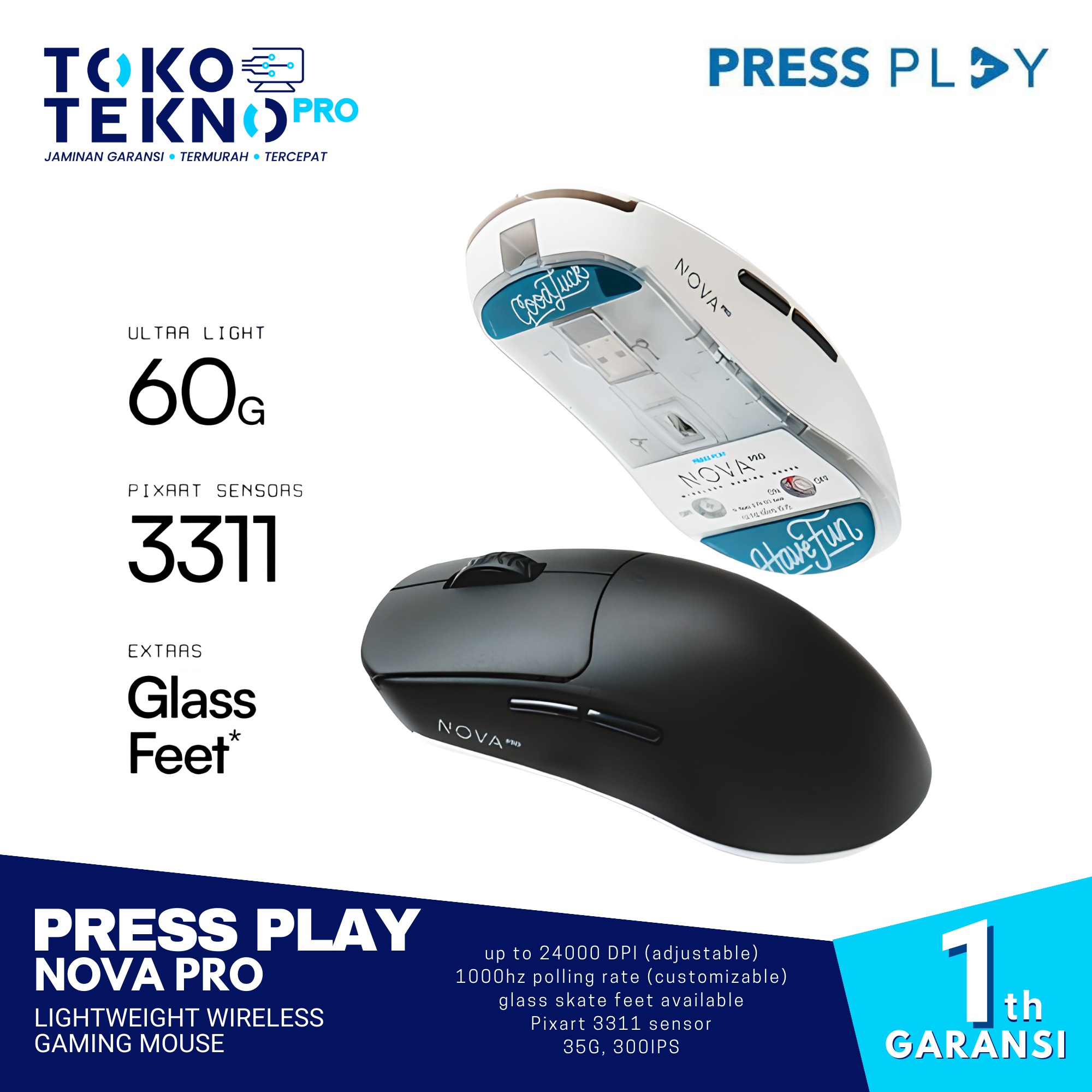 Press Play Nova Pro Lightweight Wireless Gaming Mouse