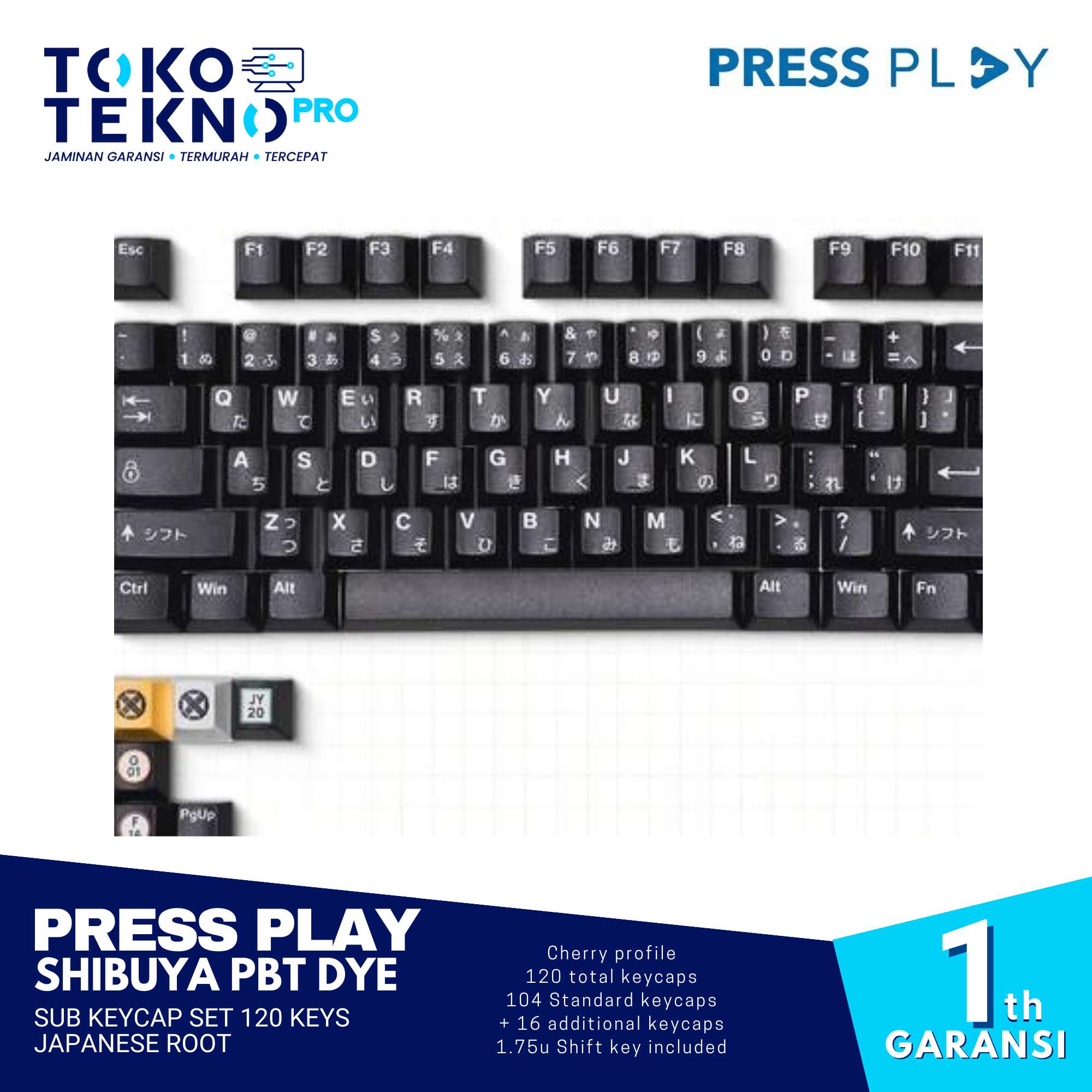 Press Play Shibuya PBT Dye Sub Keycap Set 120 Keys Japanese Root