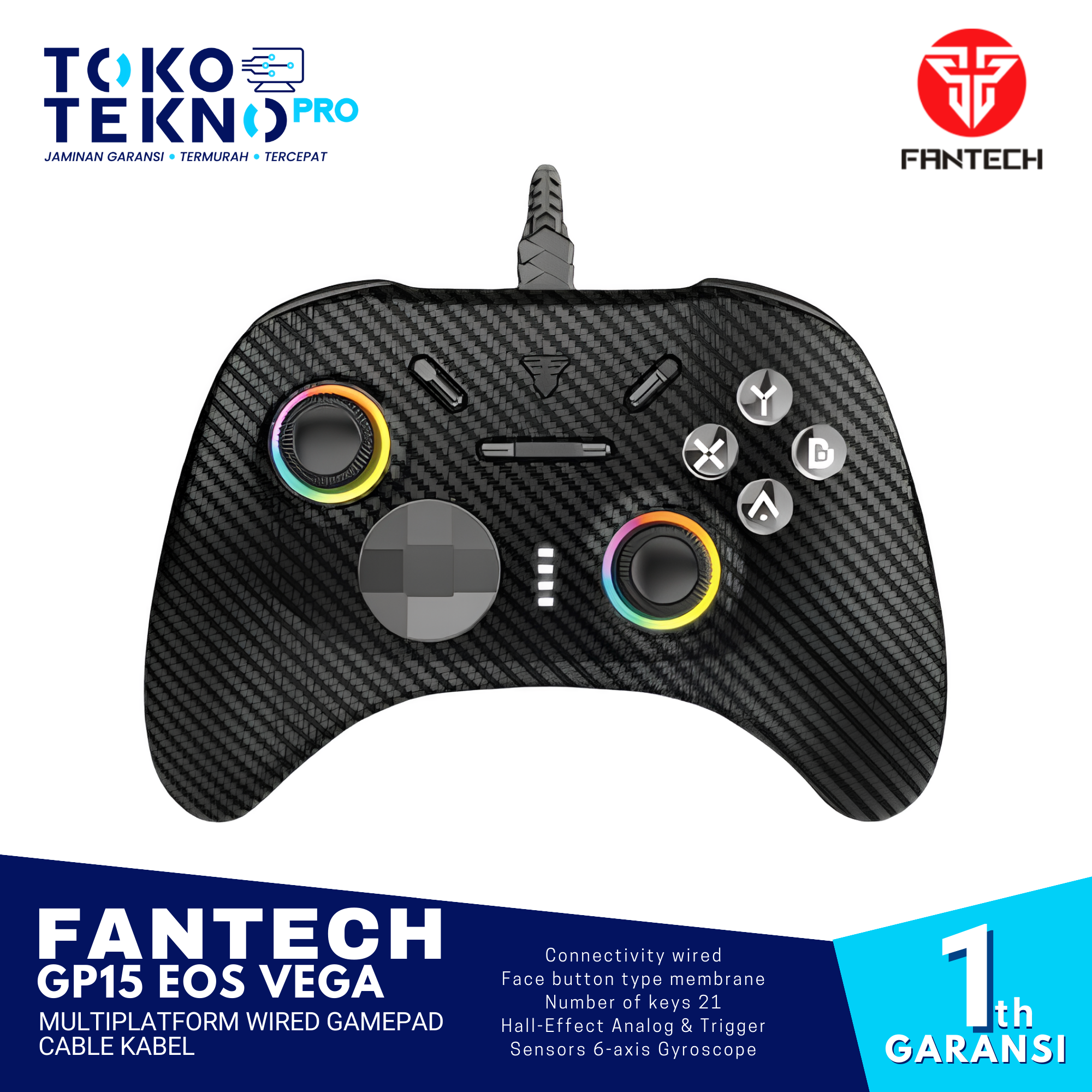Fantech GP15 EOS VEGA Multiplatform Wired Gamepad Cable Kabe