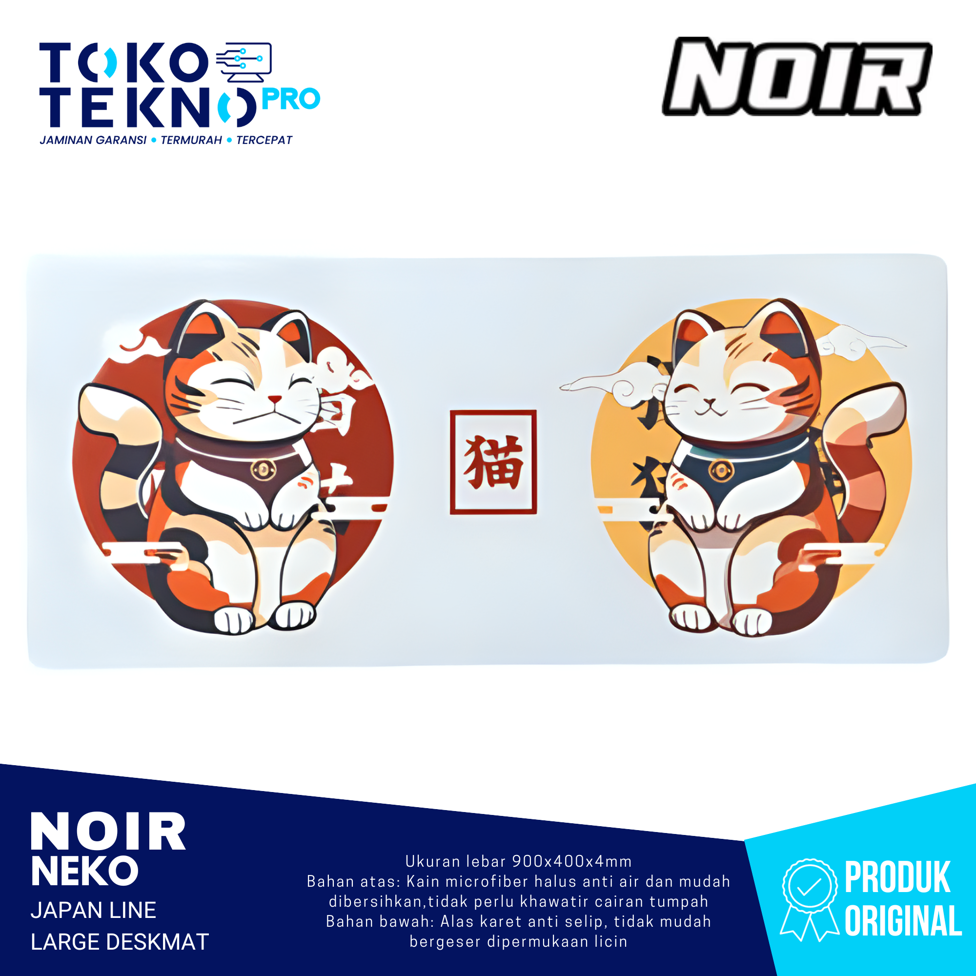 Noir Neko Japan Line Large Deskmat / Mousepad