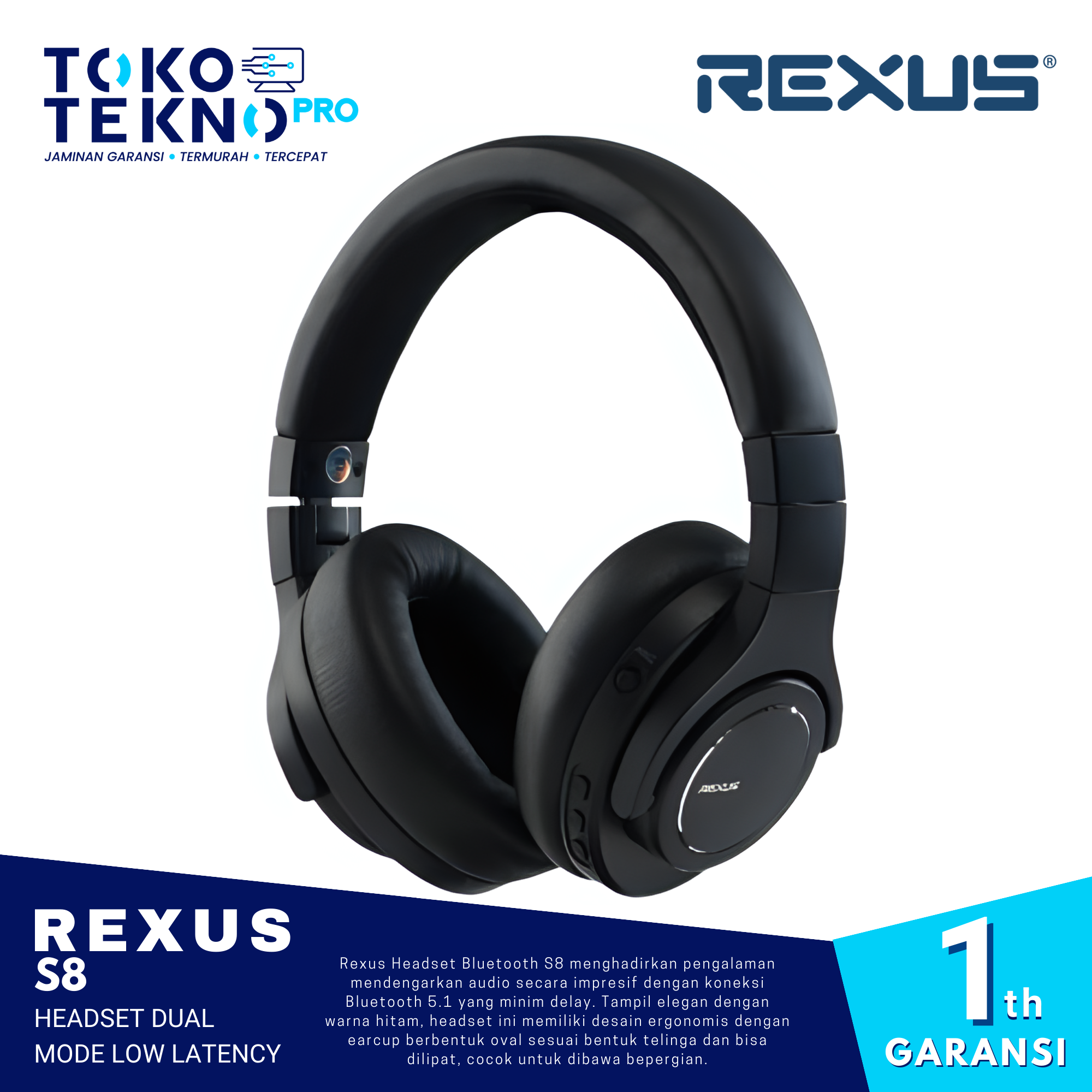 Rexus S8 / S-8 Wireless Headset Dual Mode Low Latency Headphone