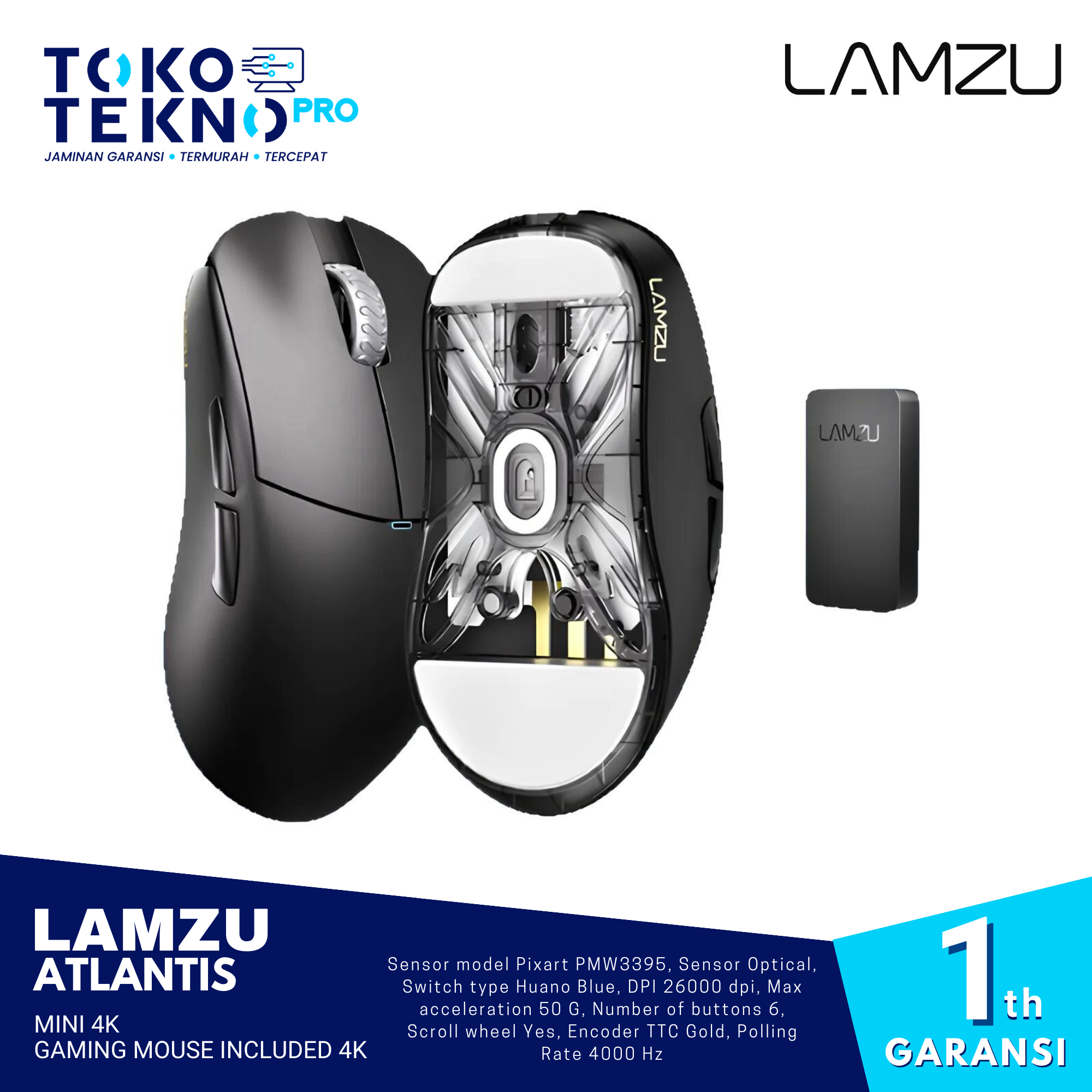 Lamzu Atlantis Mini 4K Wireless Superlight Gaming Mouse Included 4K
