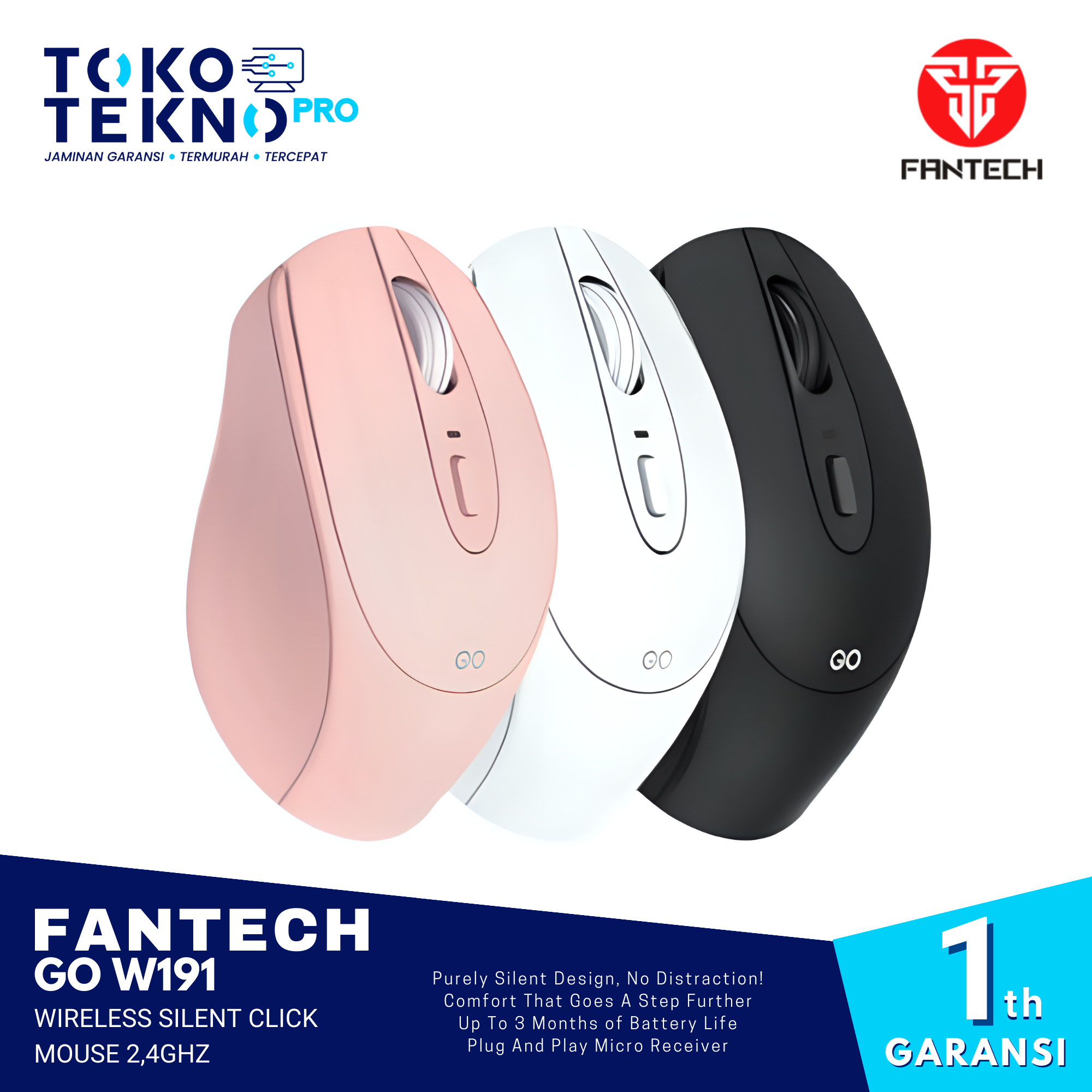 Fantech GO W191 Wireless Silent Click Mouse 2,4Ghz