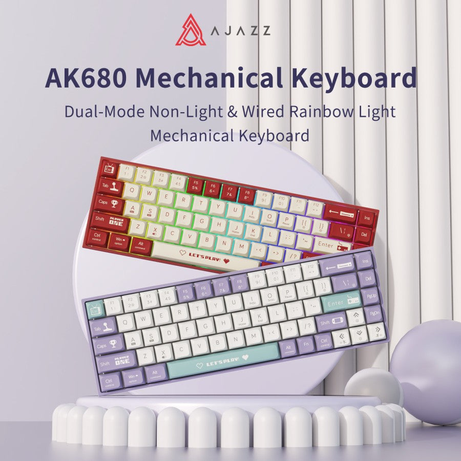 Ajazz AK680 Dual Tone 65% Mechanical Keyboard Wired - TOKOTEKNO